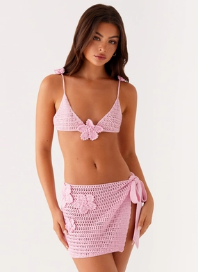 Earthy-Tone Aziza Crochet Bikini Top - Pink