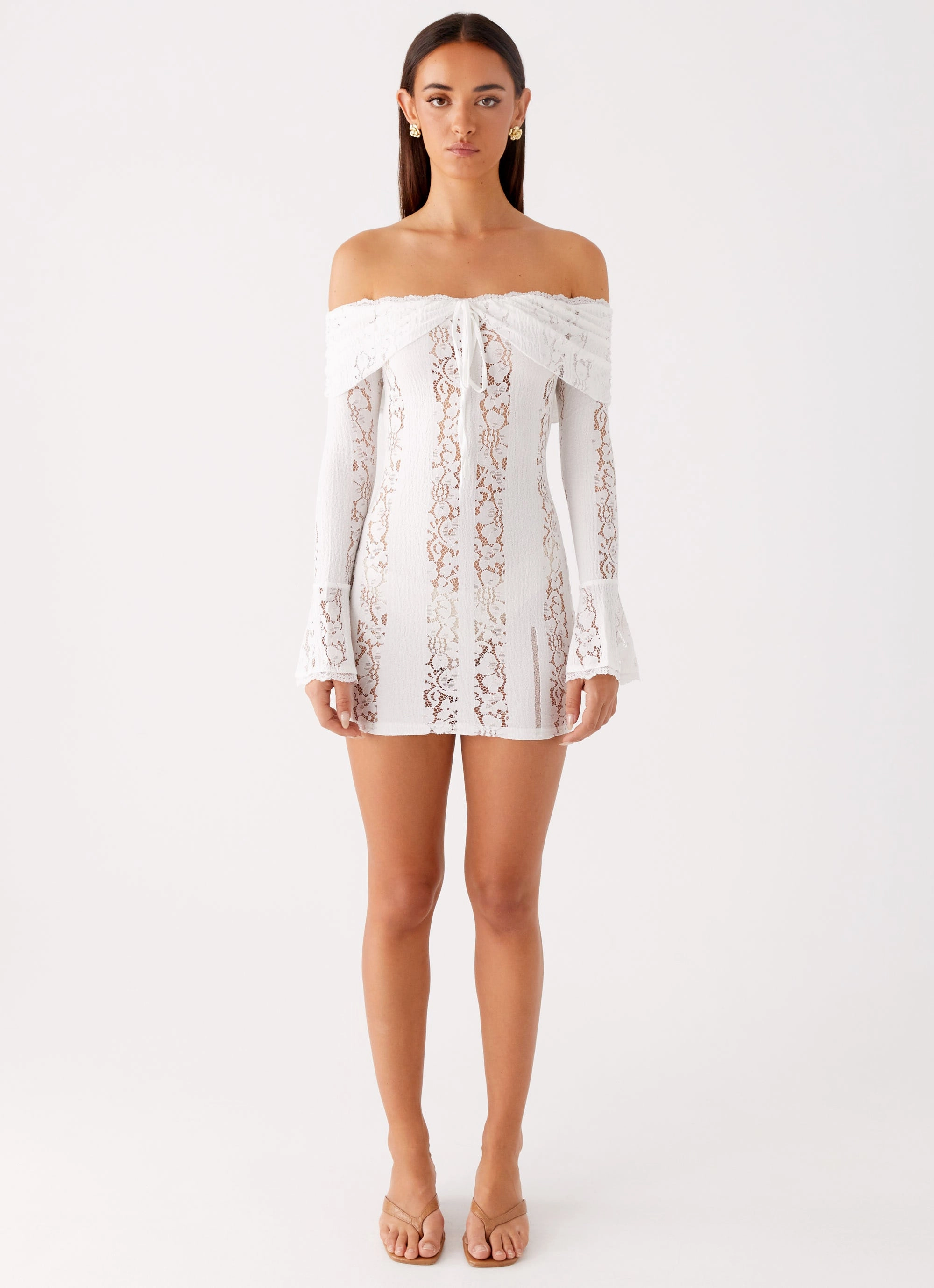 Syvanna Lace Mini Dress - White Effortless Layer Wear Pure Tone