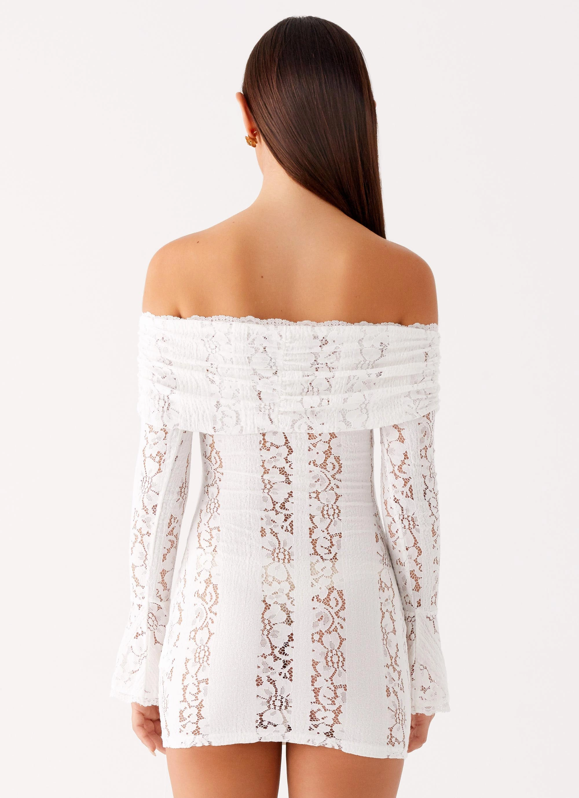 urban vibe Muted Tones Syvanna Lace Mini Dress - White