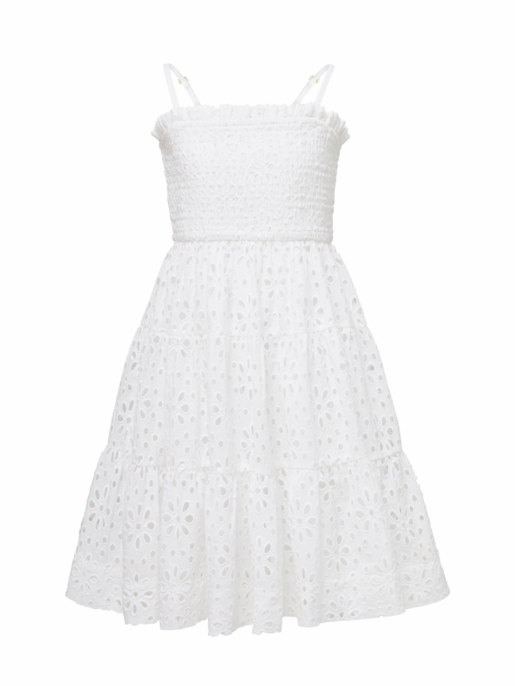 Girls Lila Dress In Fresh White Seaside Eyelet Fashion Comfort Wear Versatile staple