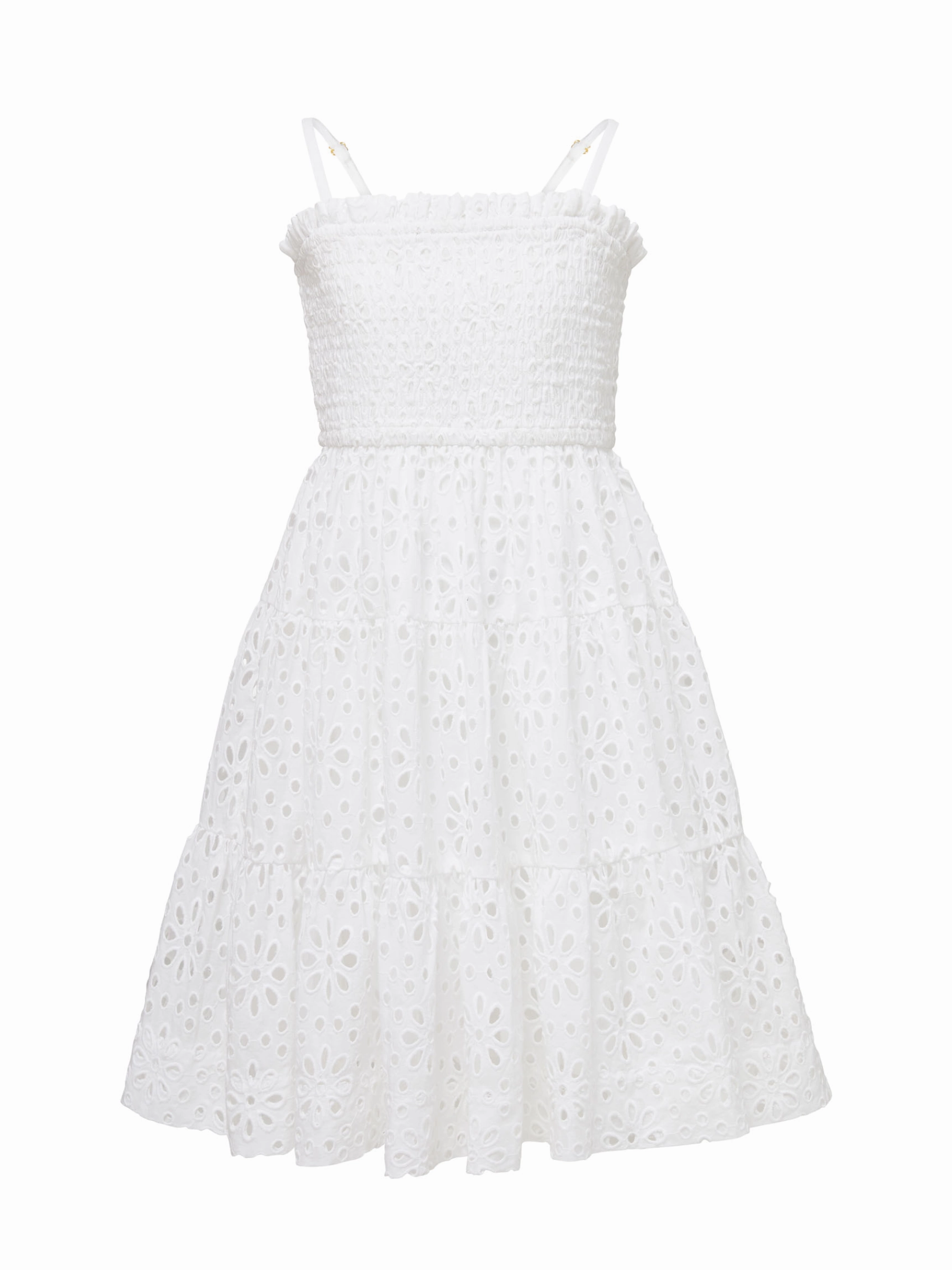 Girls Lila Dress In Fresh White Seaside Eyelet TaperedLeg