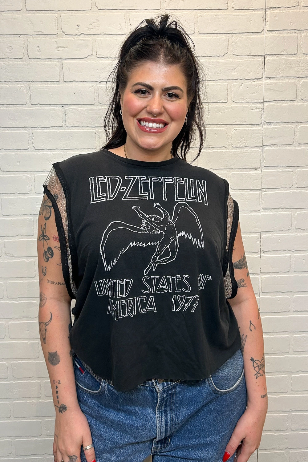 Reinforced Neckline Vintage Shirt Led Zeppelin Double-Sided Chain Tank