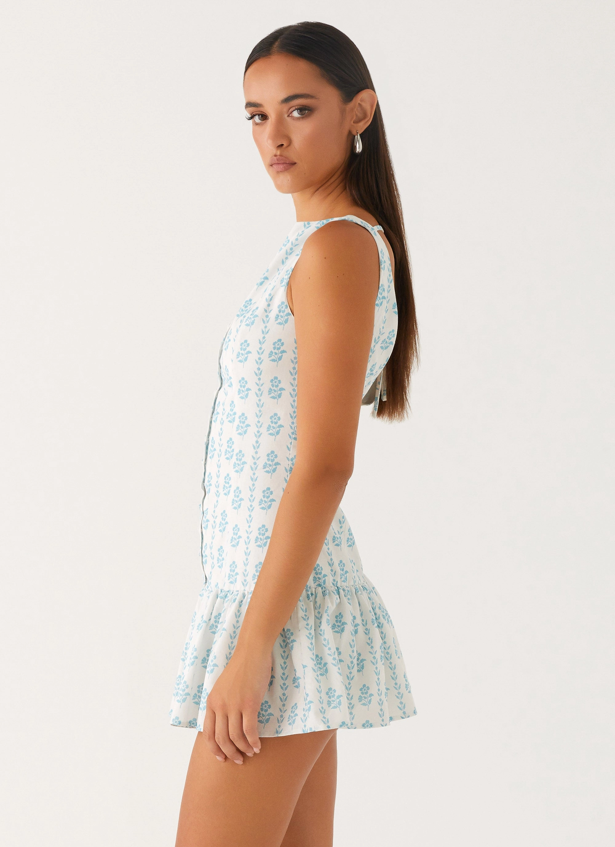 Meggie Linen Mini Dress - Sweet Daydream Print Dreamy Motion
