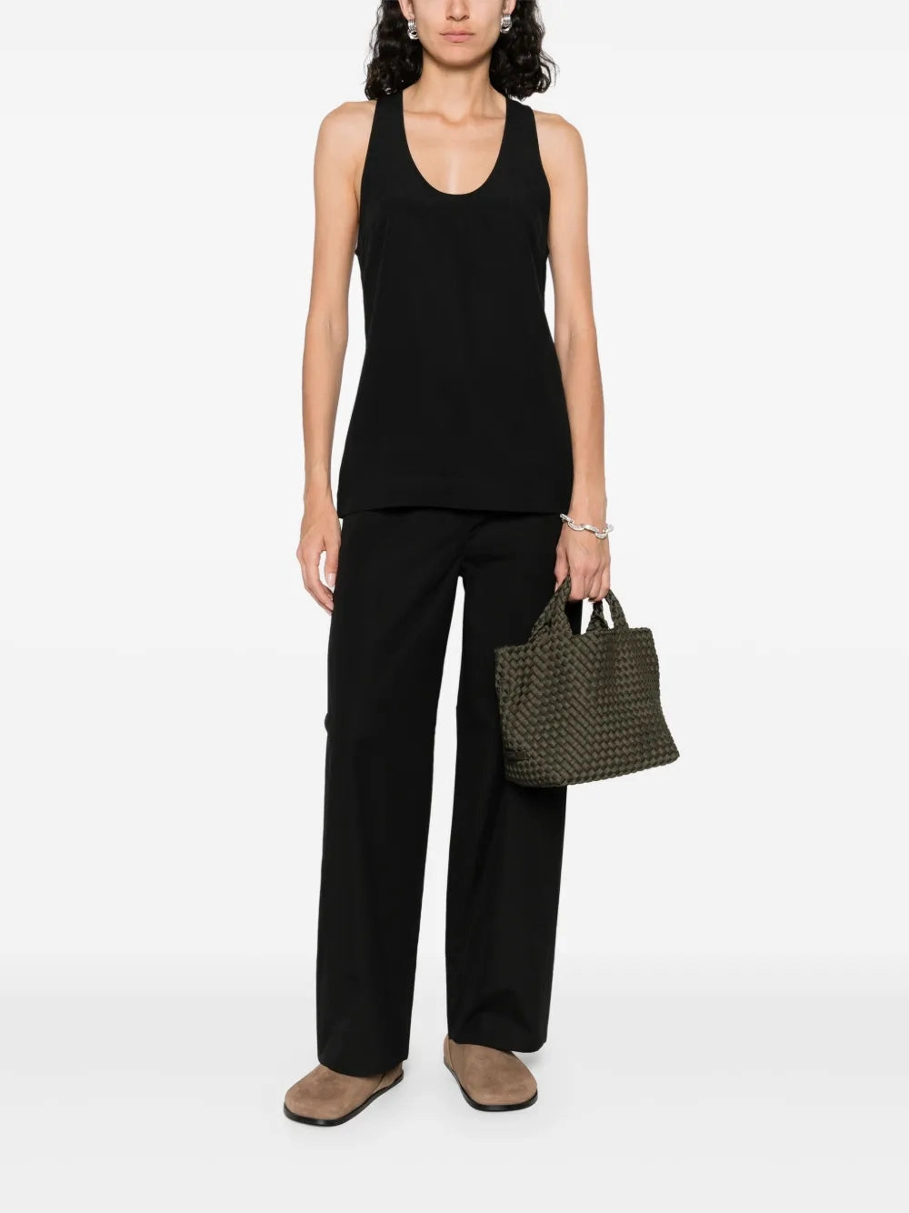 Twisted Seam Trouser in Black Comfortable Waistband