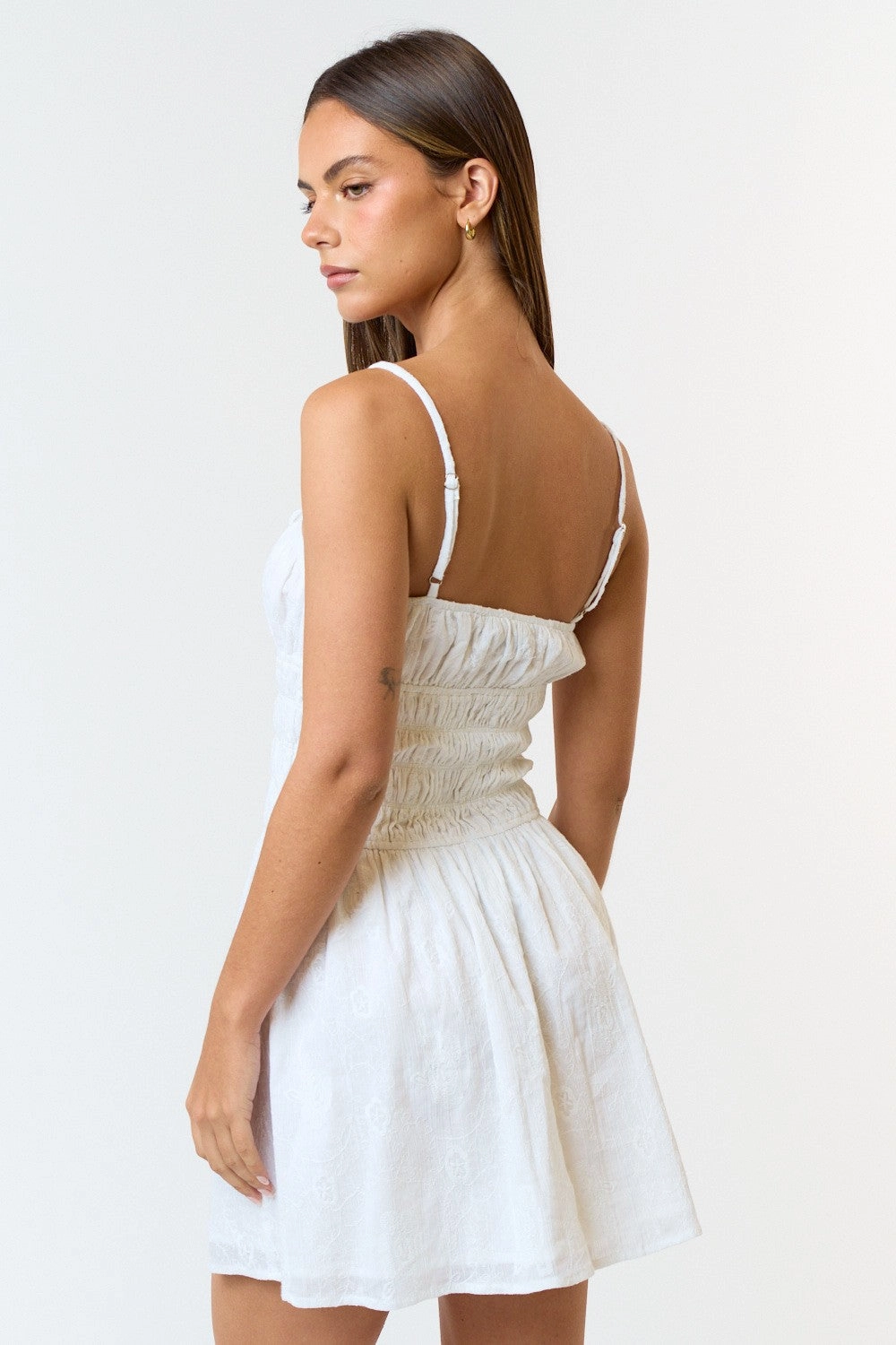 Floral Smocked Tube Mini Dress Unstructured Fit Bound Seam Edges