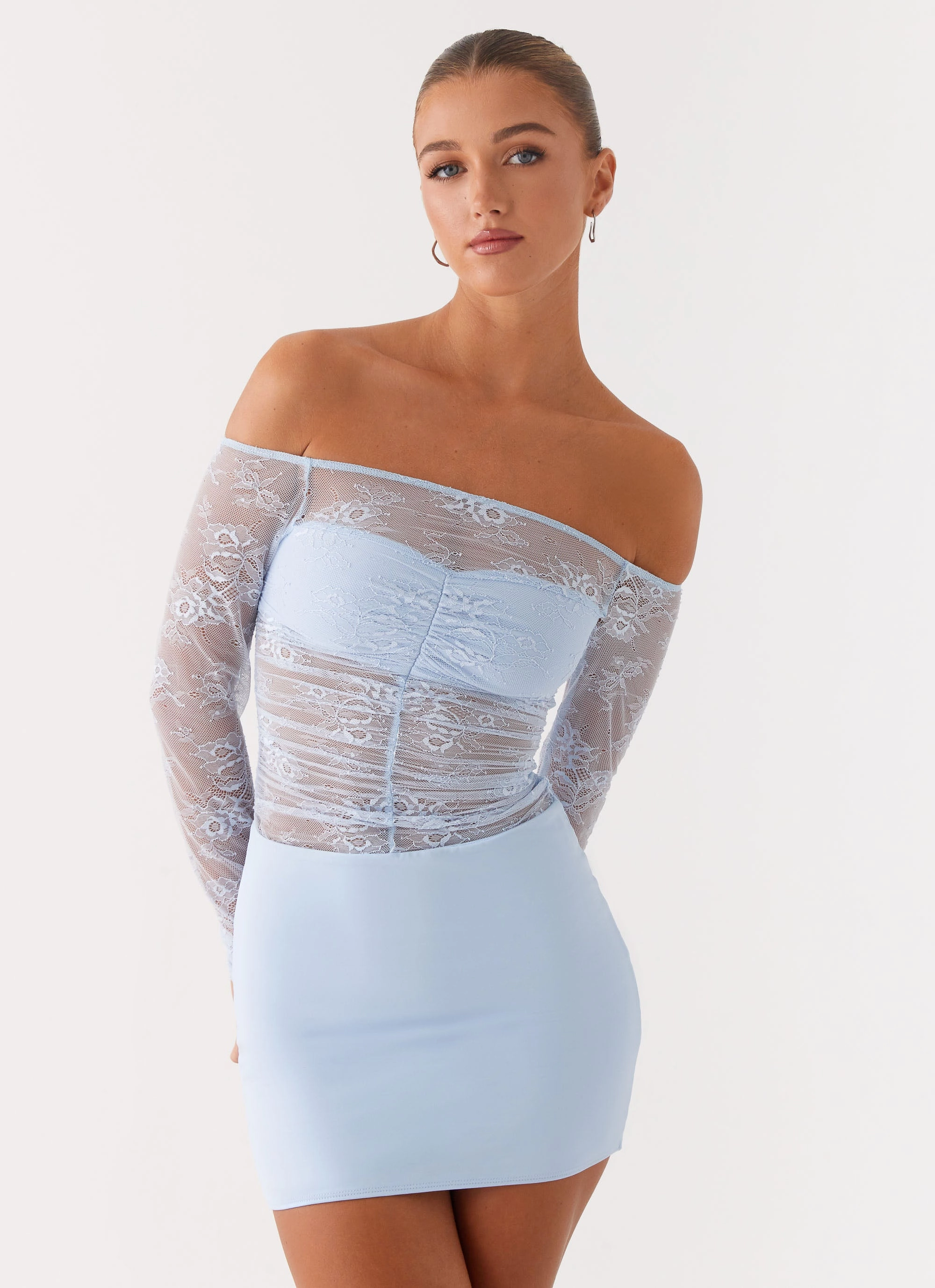 Japan Line Collide Lace Mini Dress - Blue