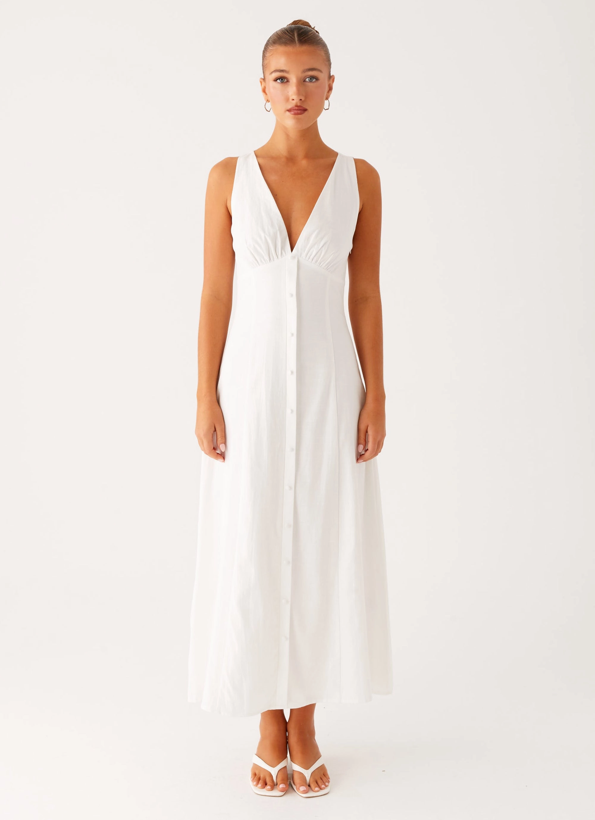 Light and breezy summer dress Weekend Ready Tamsin Linen Maxi Dress - White