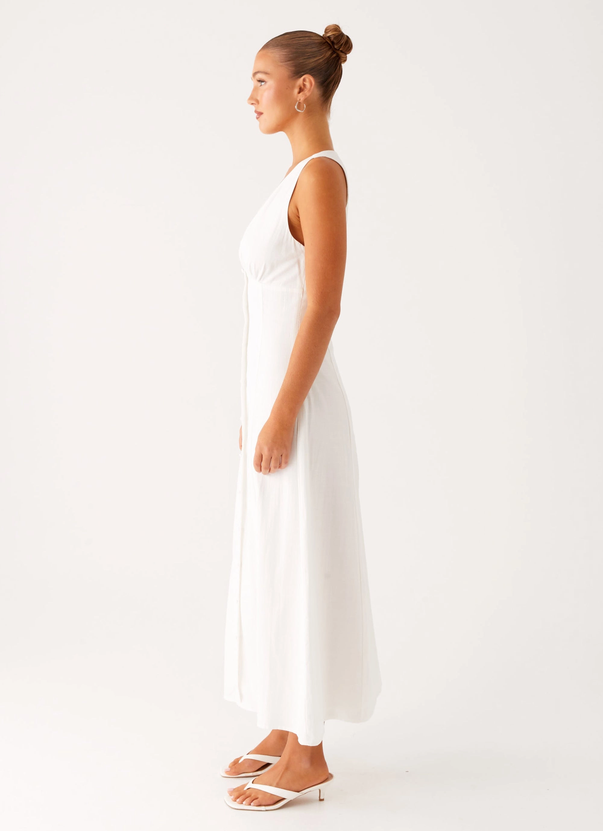 Tamsin Linen Maxi Dress - White Timeless Cut