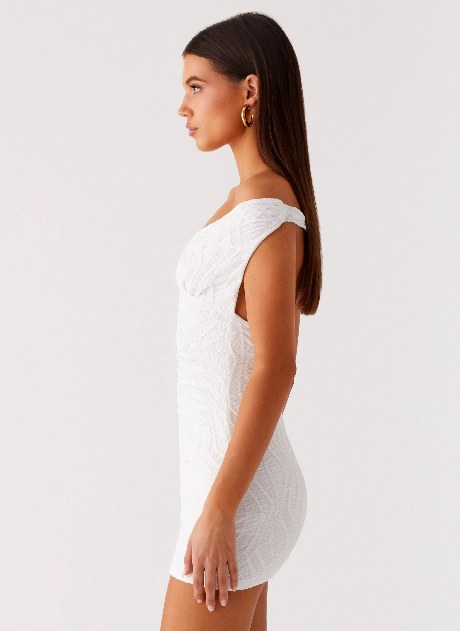 Takoda Off Shoulder Mini Dress - White solo wear Polite Vibe