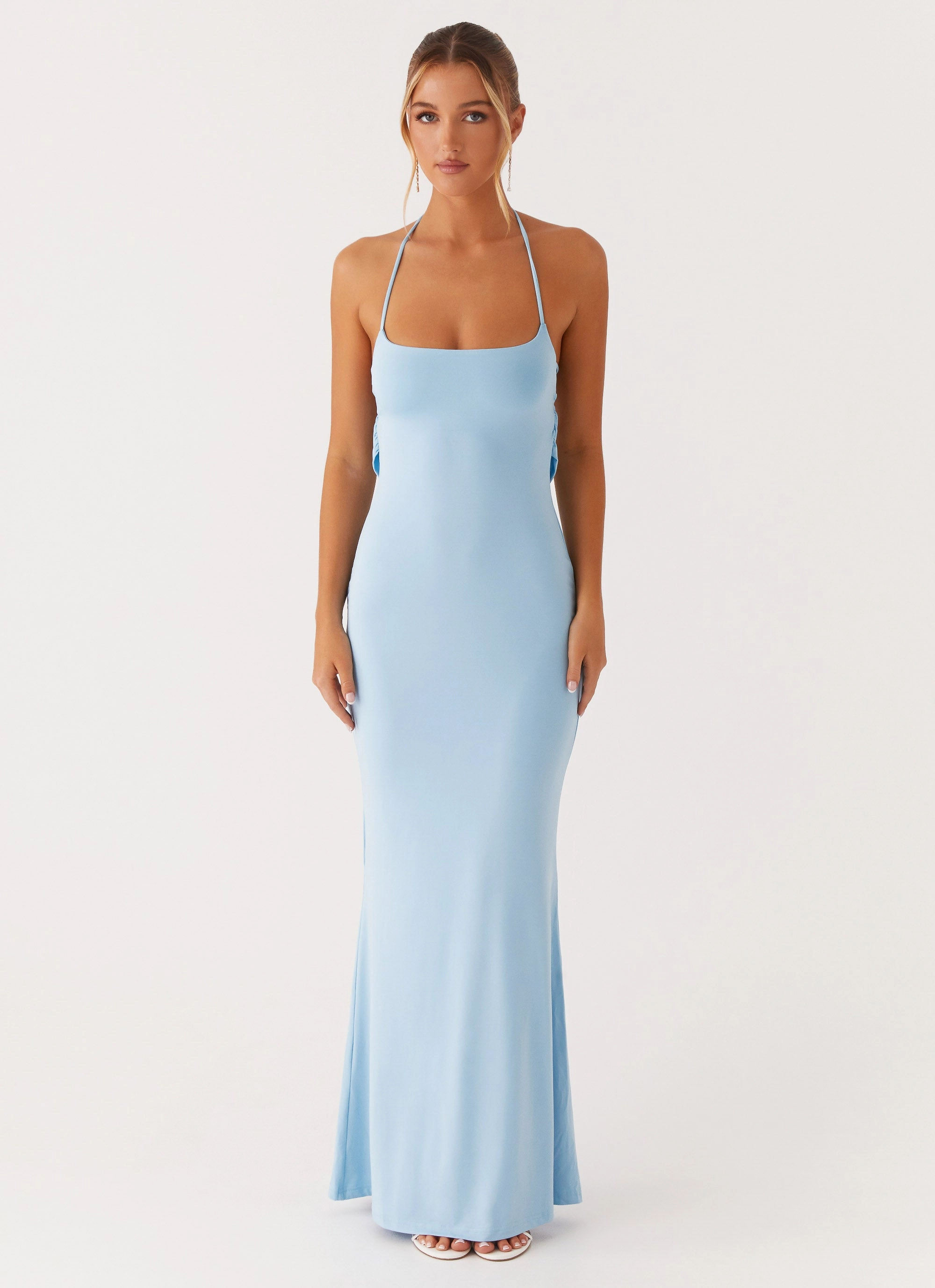 Talk About Us Maxi Dress - Blue garden wedding Front-Slit