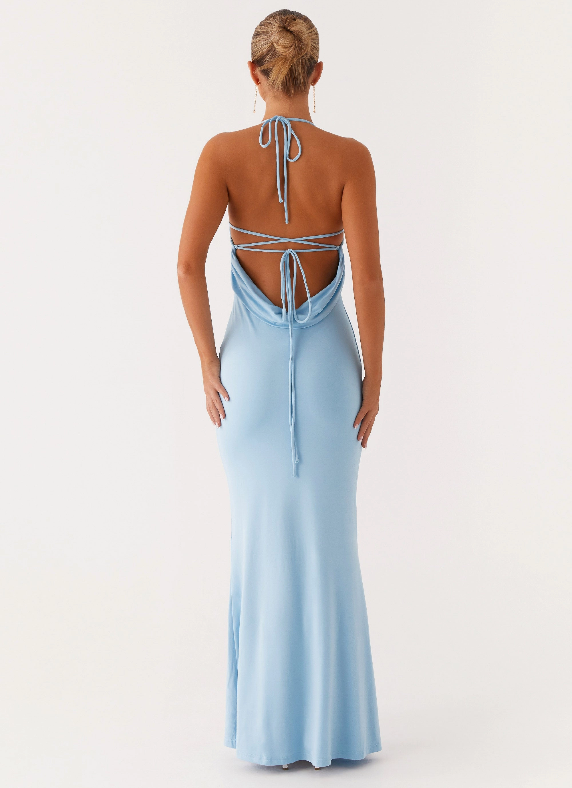 Talk About Us Maxi Dress - Blue Side Ruching