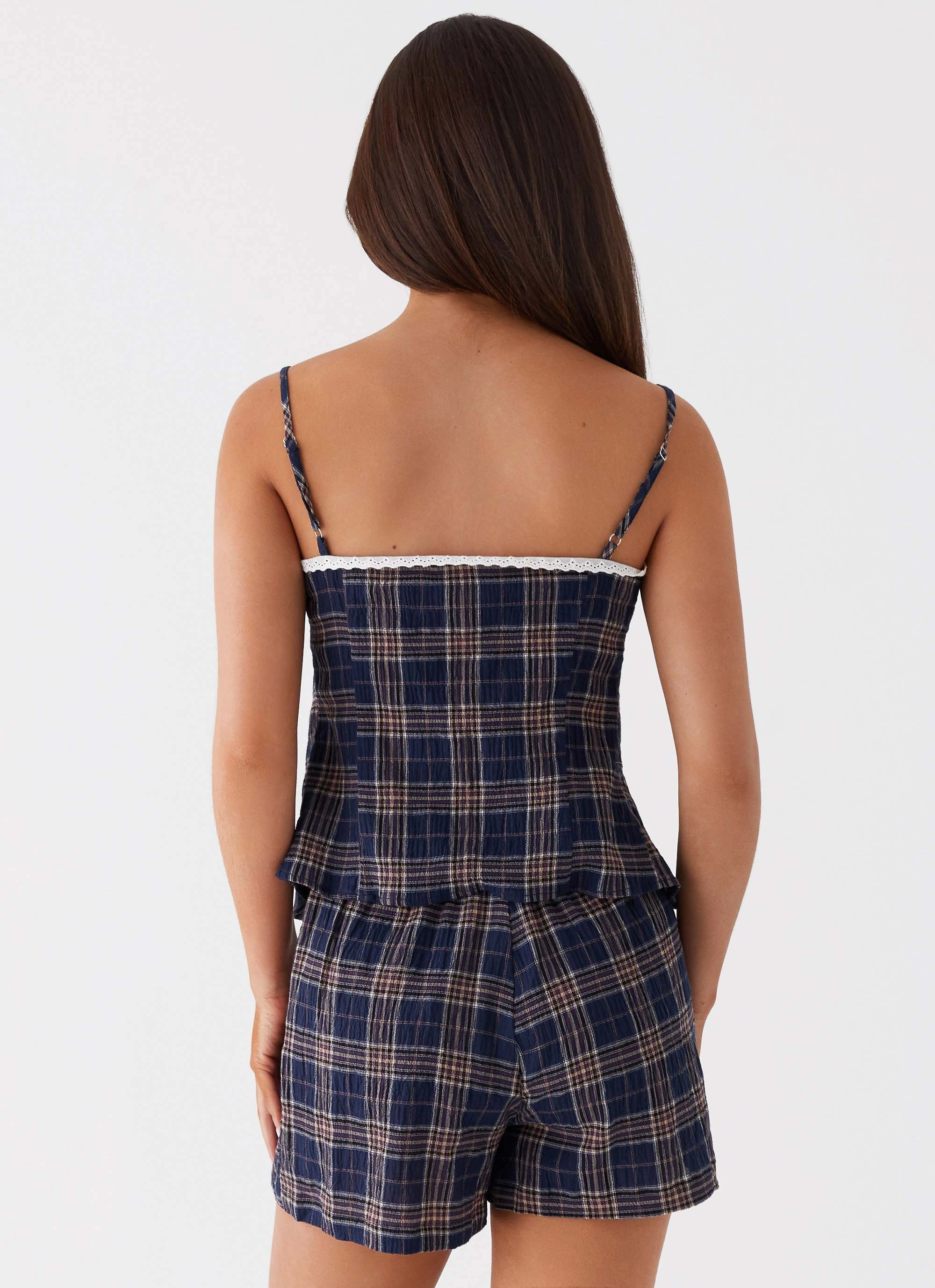 AntiStatic Material AntiSlipGrip Tamaira Tie Top - Navy Check