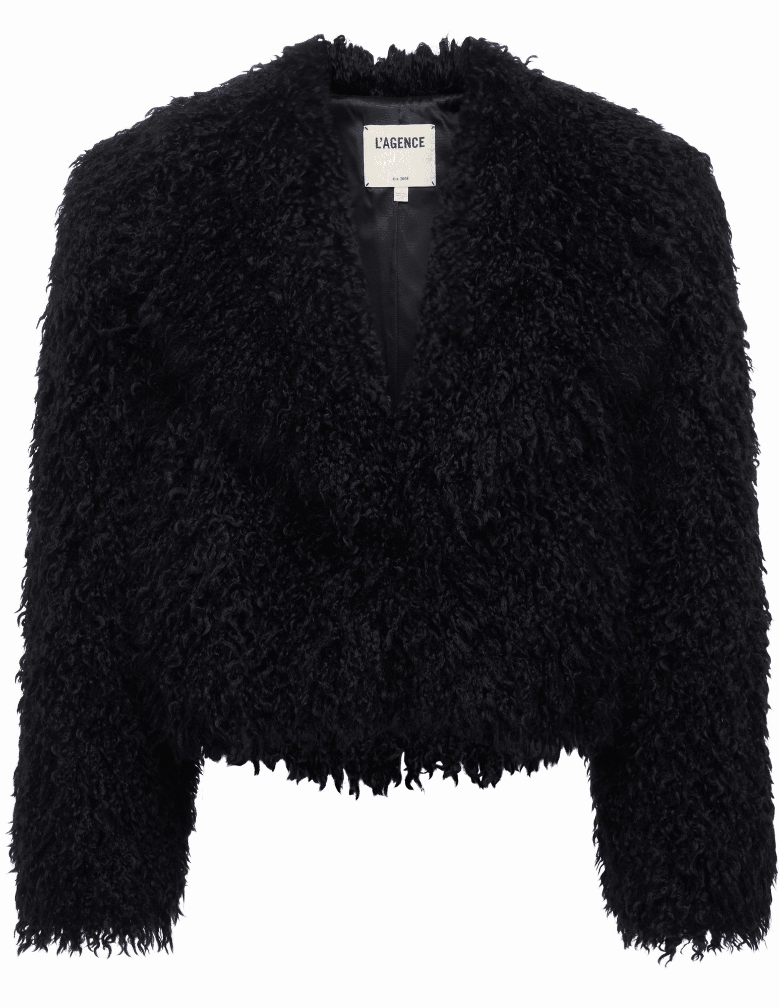 Temperature Regulating Fill L'AGENCE Aura Crop Faux Fur Jacket