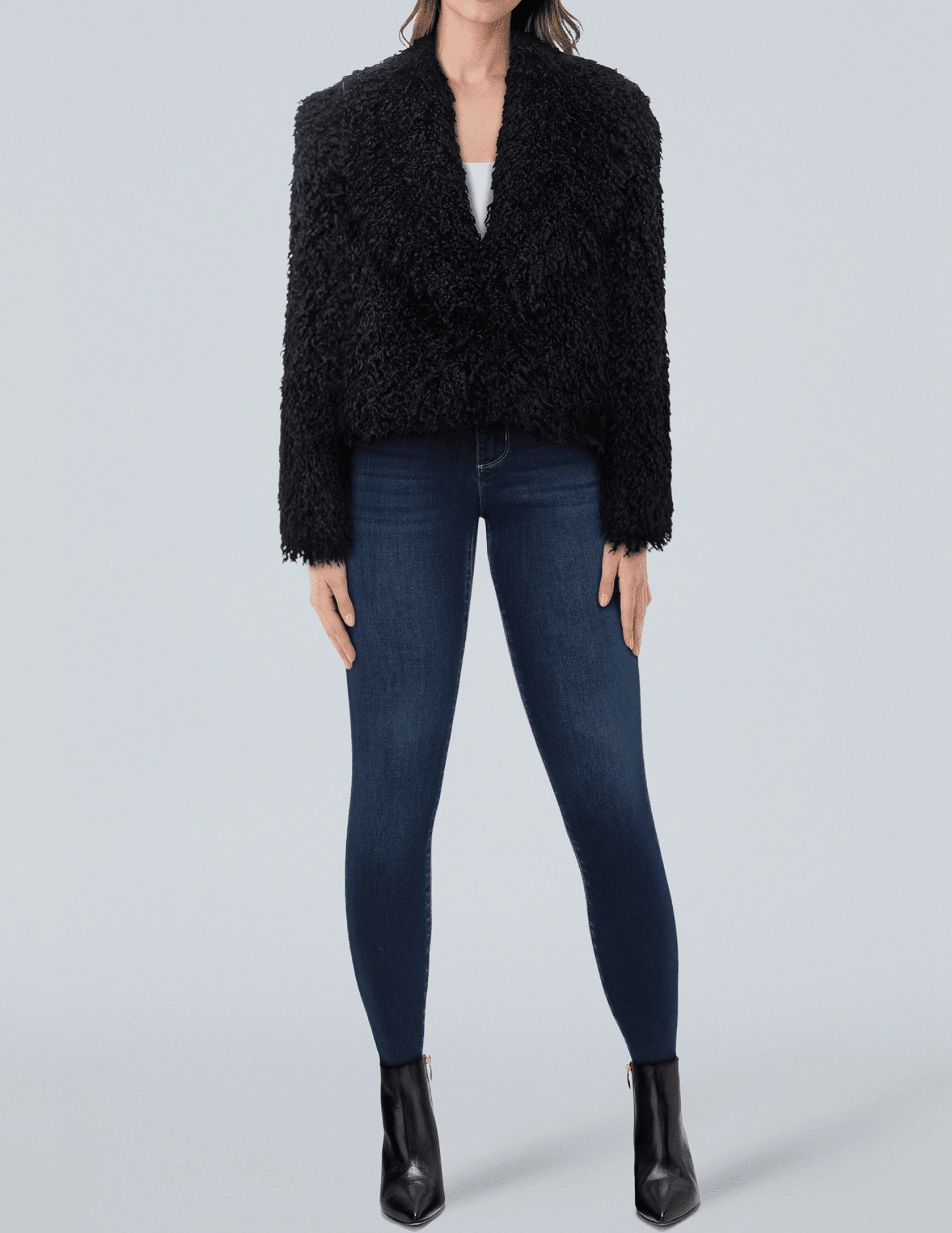 Stand Collar L'AGENCE Aura Crop Faux Fur Jacket