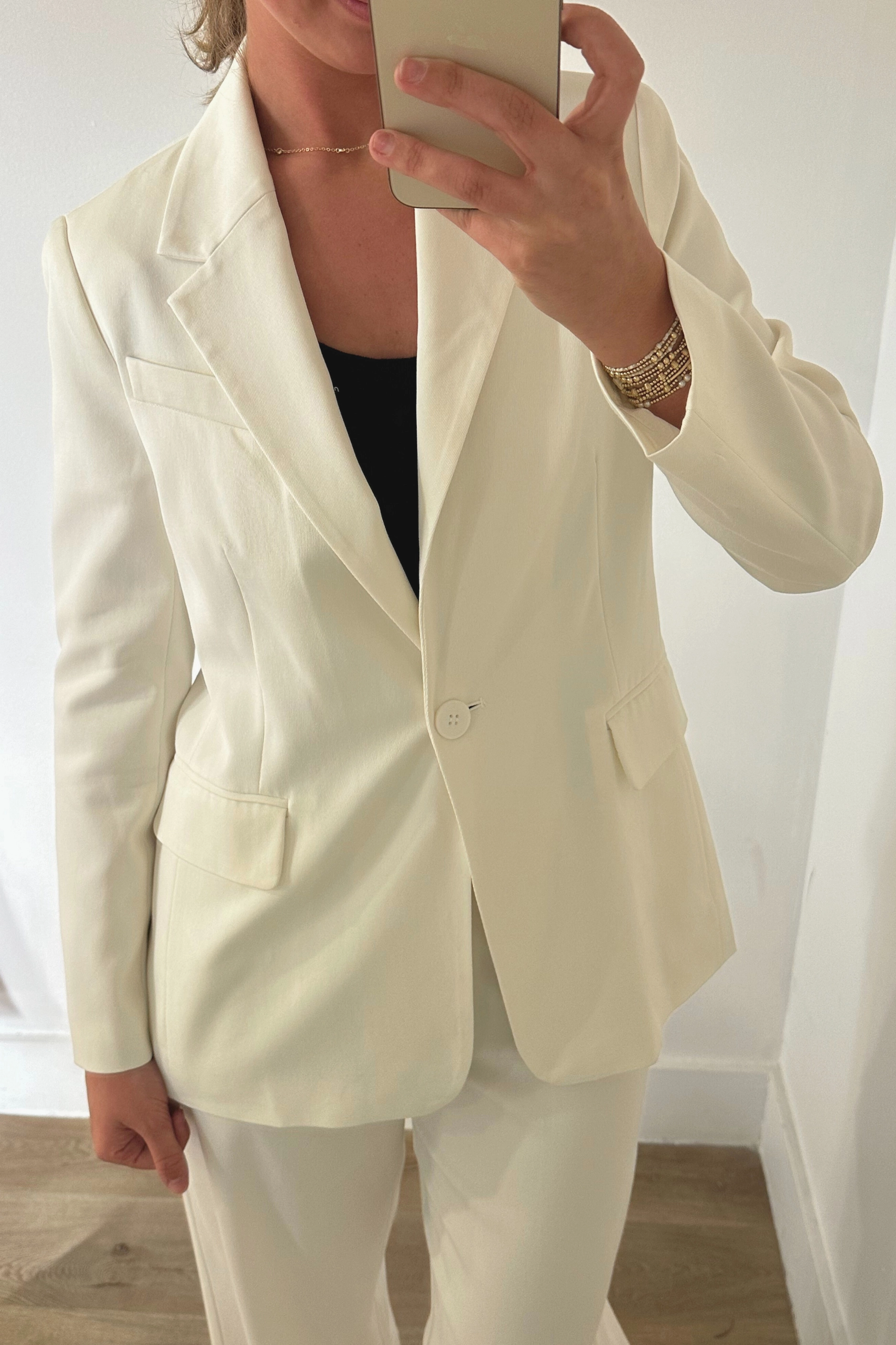 Tara Blazer - White Sporty Cardigan Low Profile Seaming