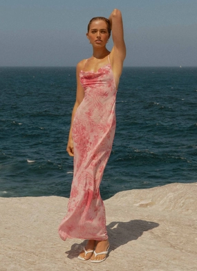Tara Maxi Dress - Pink Print Minimal Outfit