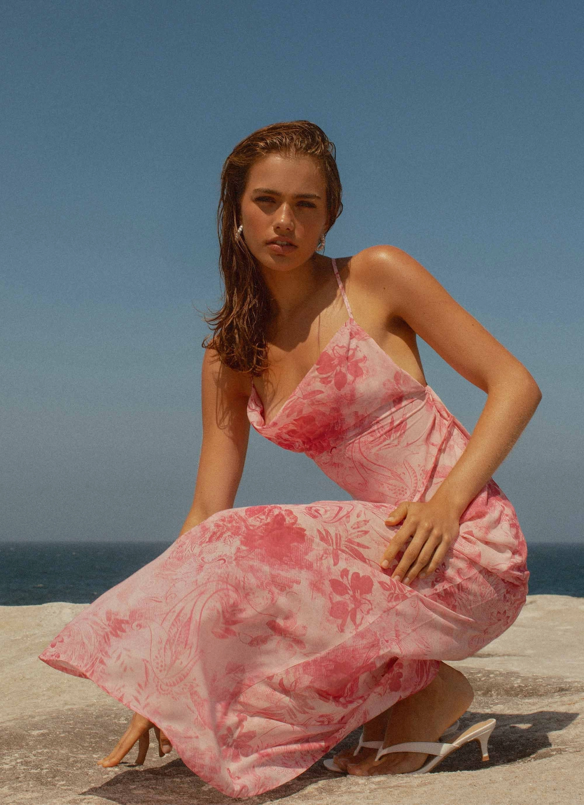 Tara Maxi Dress - Pink Print Tall Girl