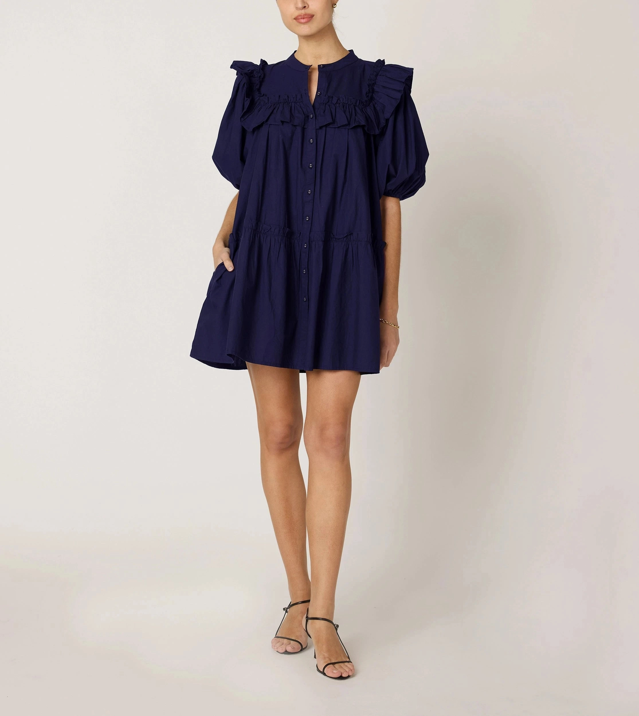 Tatiana Mini Dress | Navy RawHemDetail Fleece Pullover