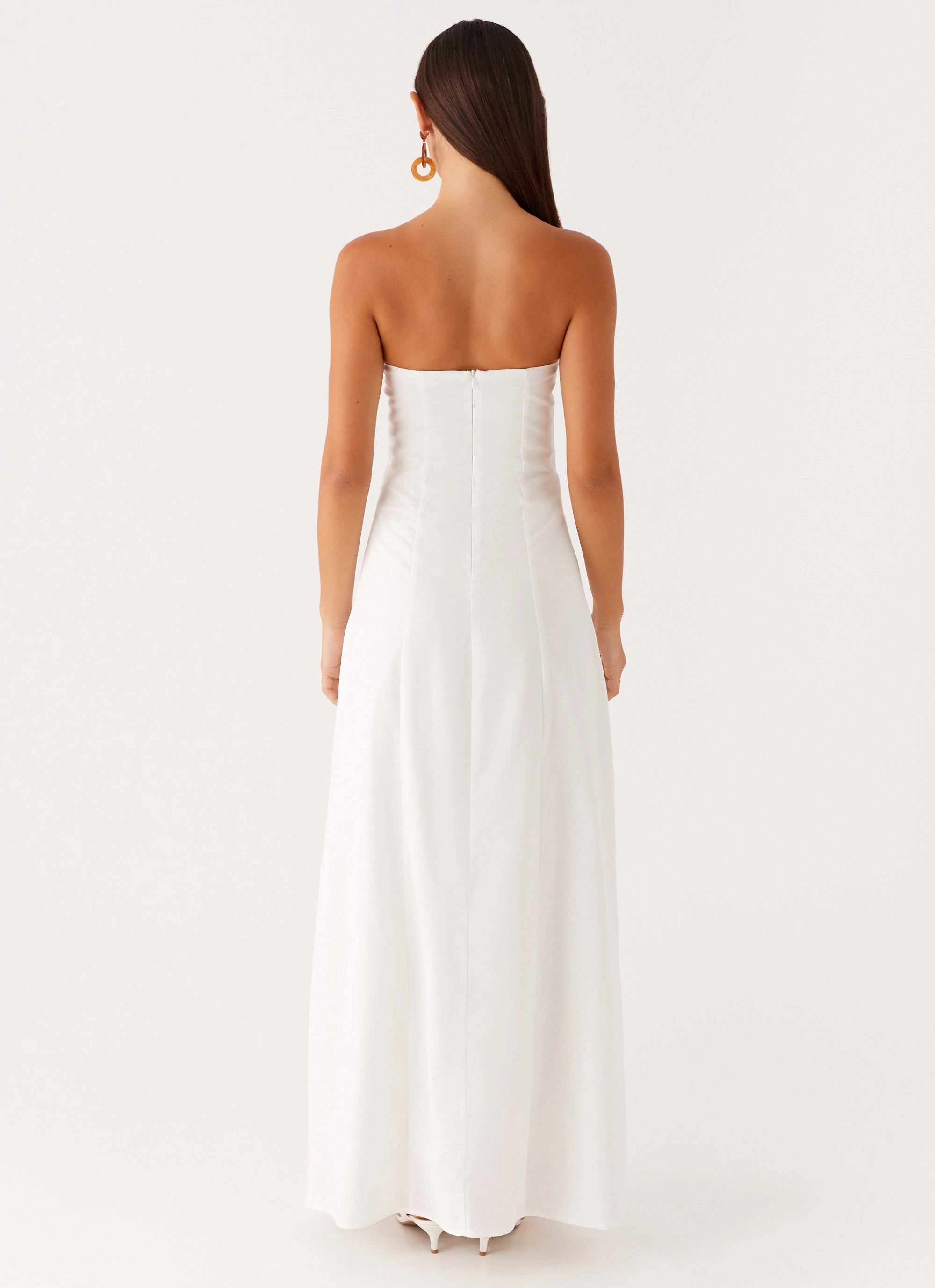 Tayla Linen Maxi Dress - White Sleek Texture