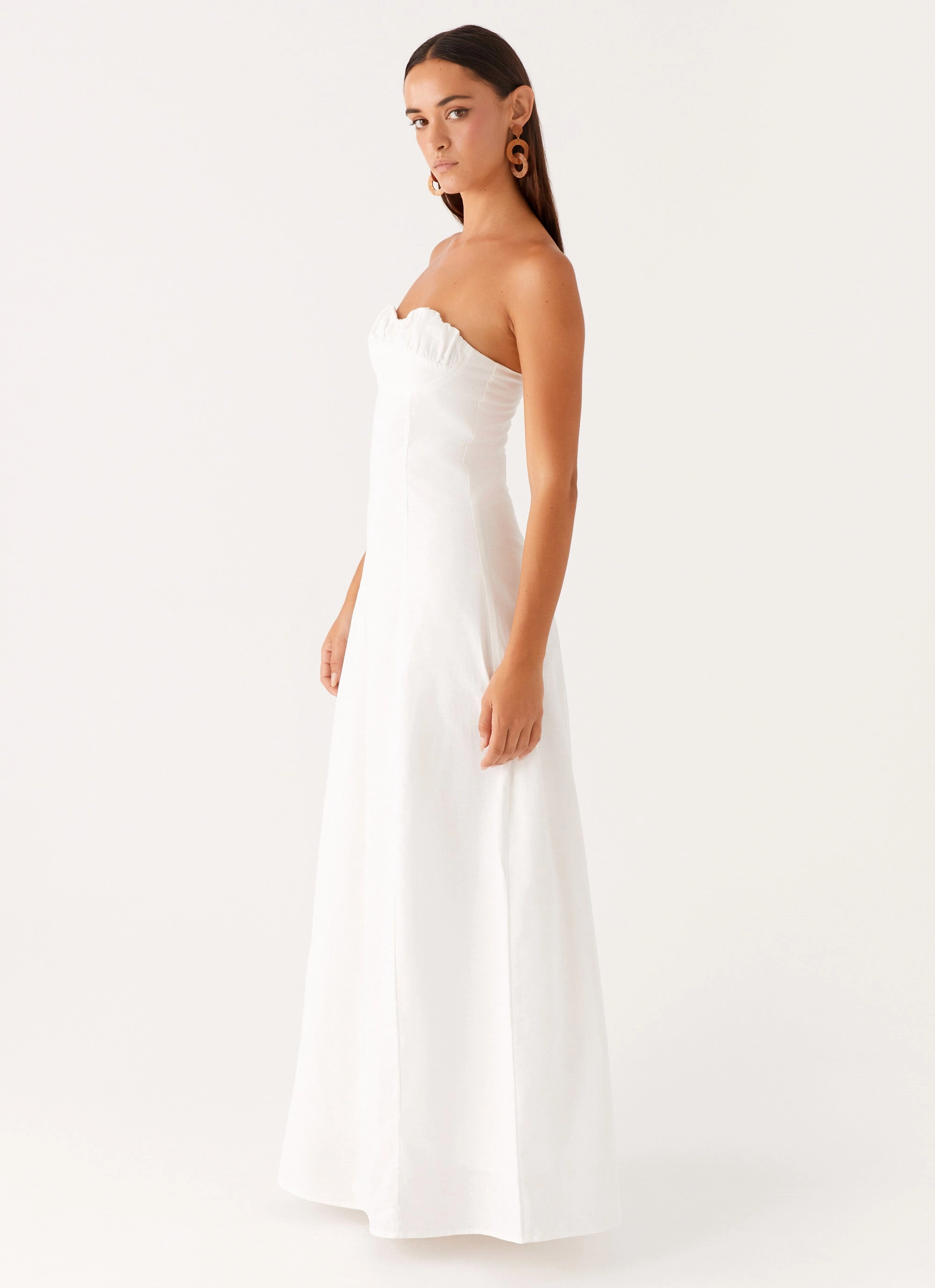 Convertible-Style Tayla Linen Maxi Dress - White