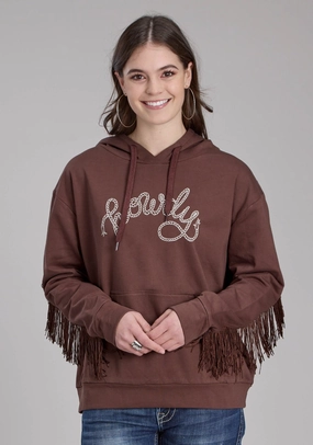 Roper Womens Howdy Fringe Brown 100% Cotton Hoodie NoiseFreeFabric Ventilation Panels