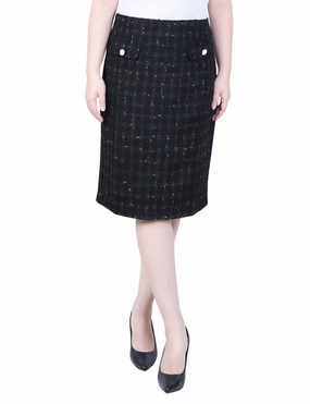Multi Purpose Fabric Petite Slim Double Knit Skirt