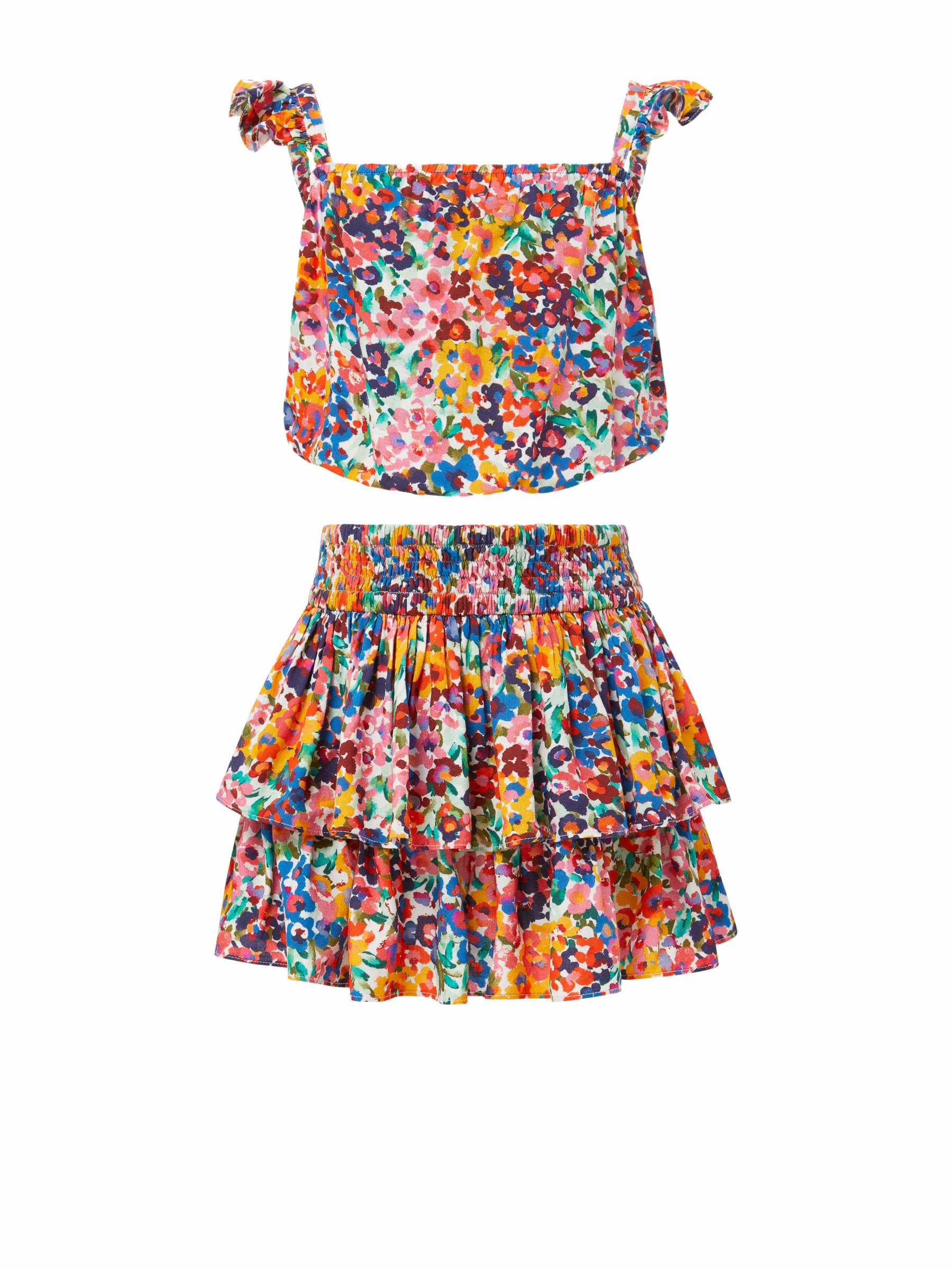 Girls Bryn Top & Skirt Set In Painted Petals Effortless Comfort