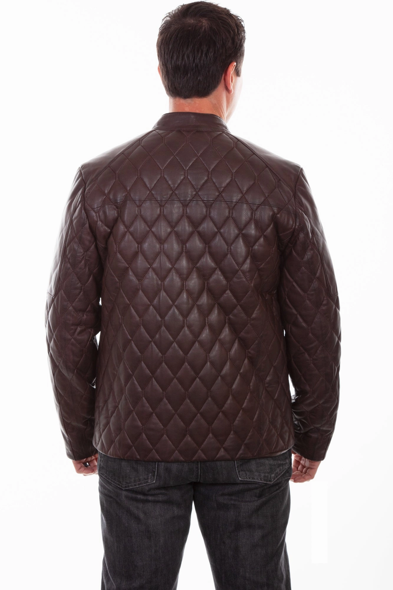 Kangaroo Pocket All Weather Performance Scully Mens Chocolate Leather Quilted Jacket