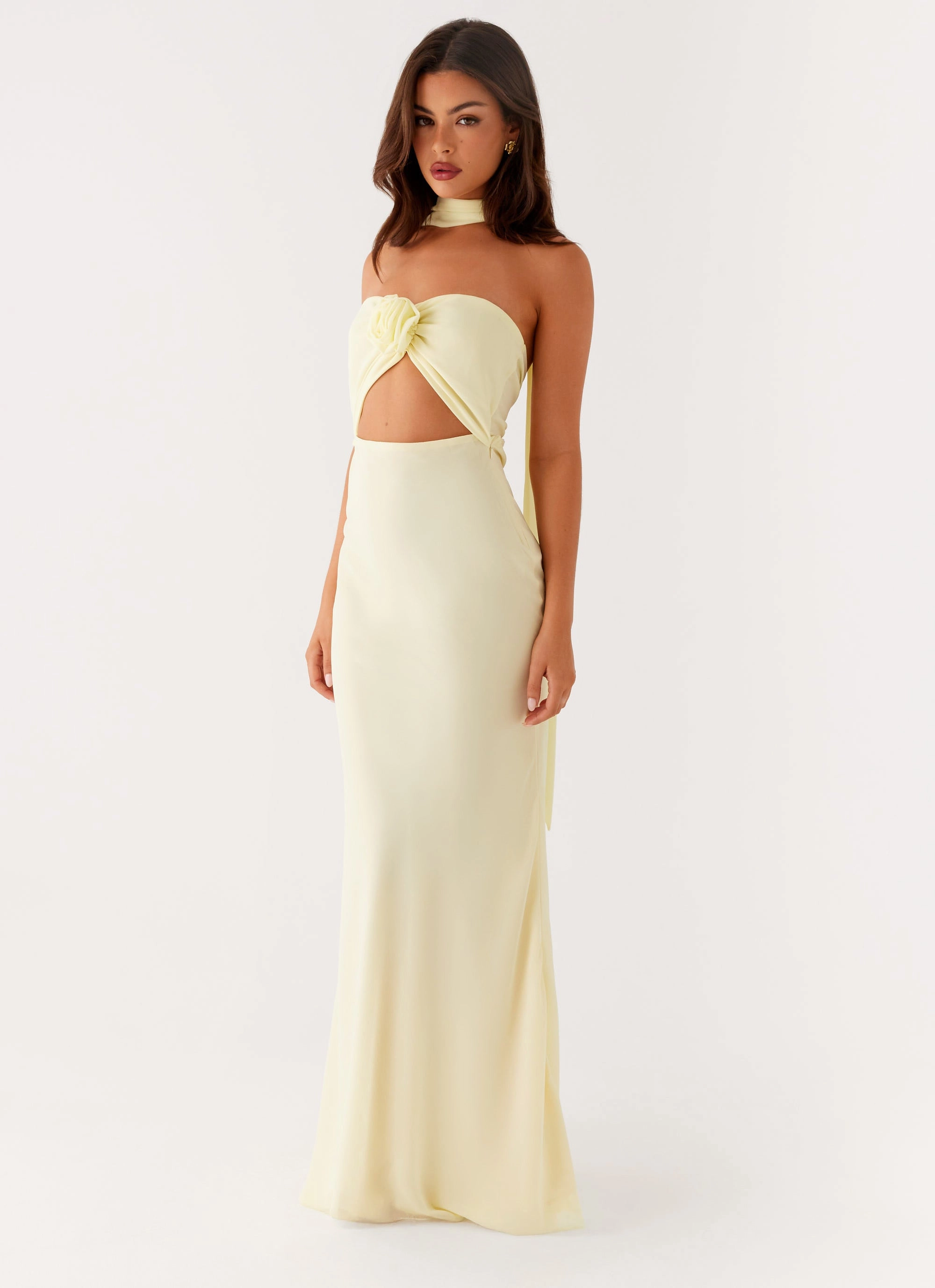 New Light Maxi Dress - Yellow Evening Look Structured-Shape