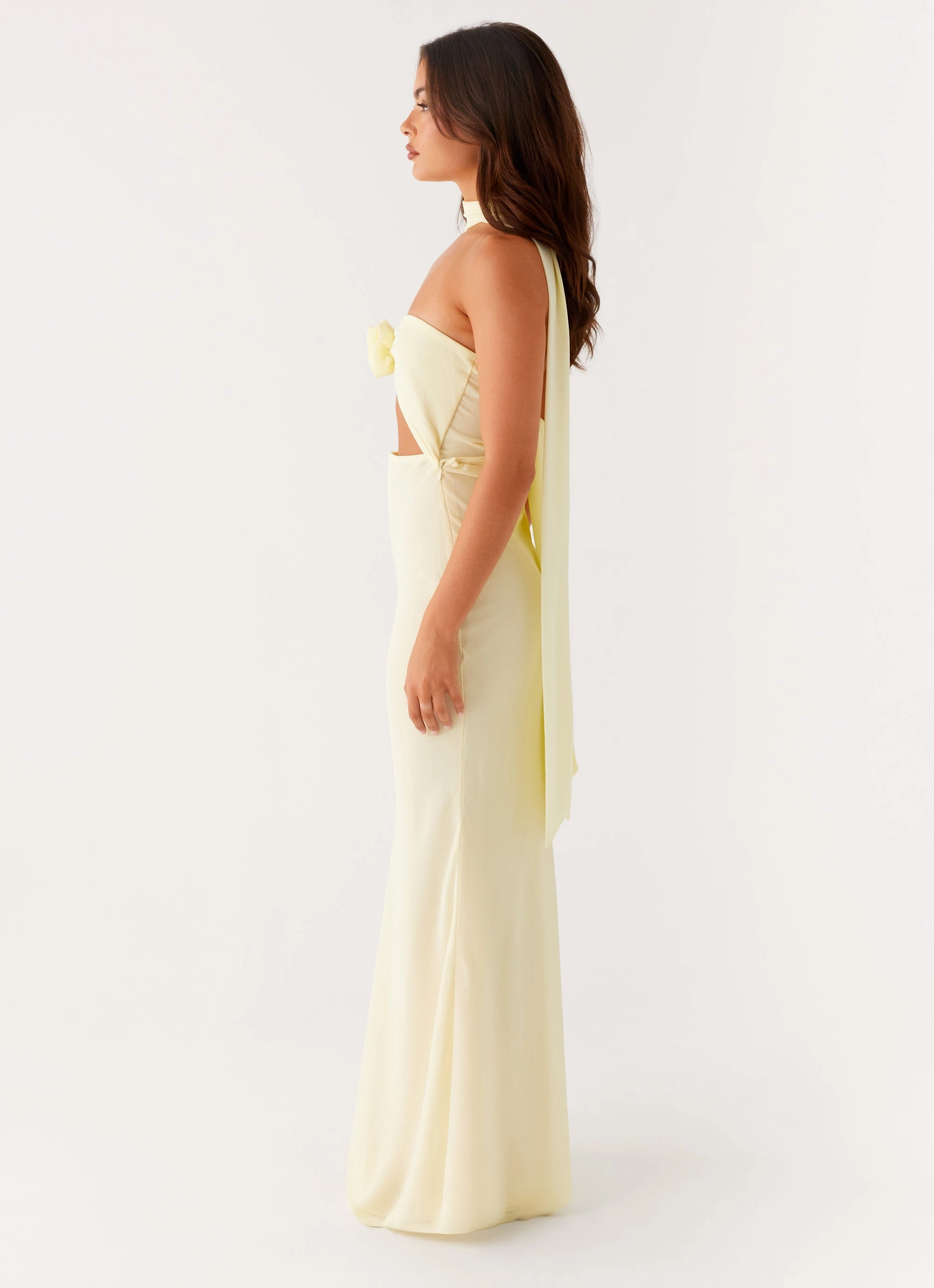 New Light Maxi Dress - Yellow Applique-Detail Stylish Mood