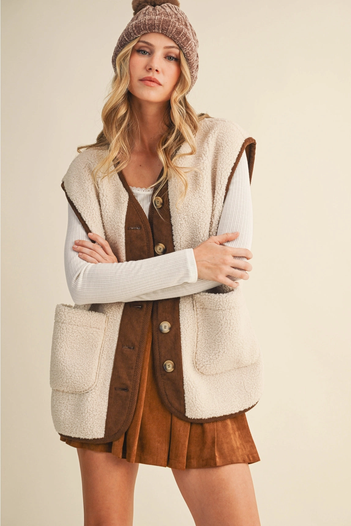 Teddy Vest - Cream Breathable fabric