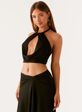 Calisa Cowl Top - Black Layered Panel Design BambooBlend