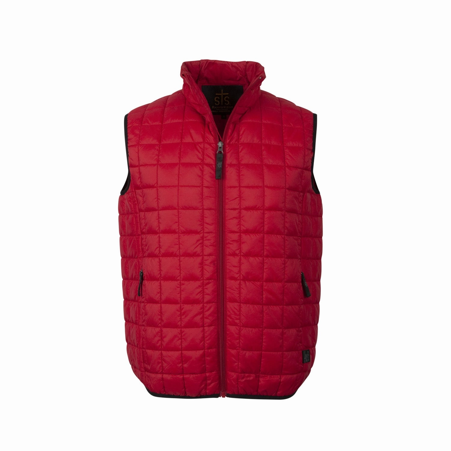 STS Ranchwear Mens Wesley Red 100% Polyester Softshell Vest Simple Fit BondedSeams