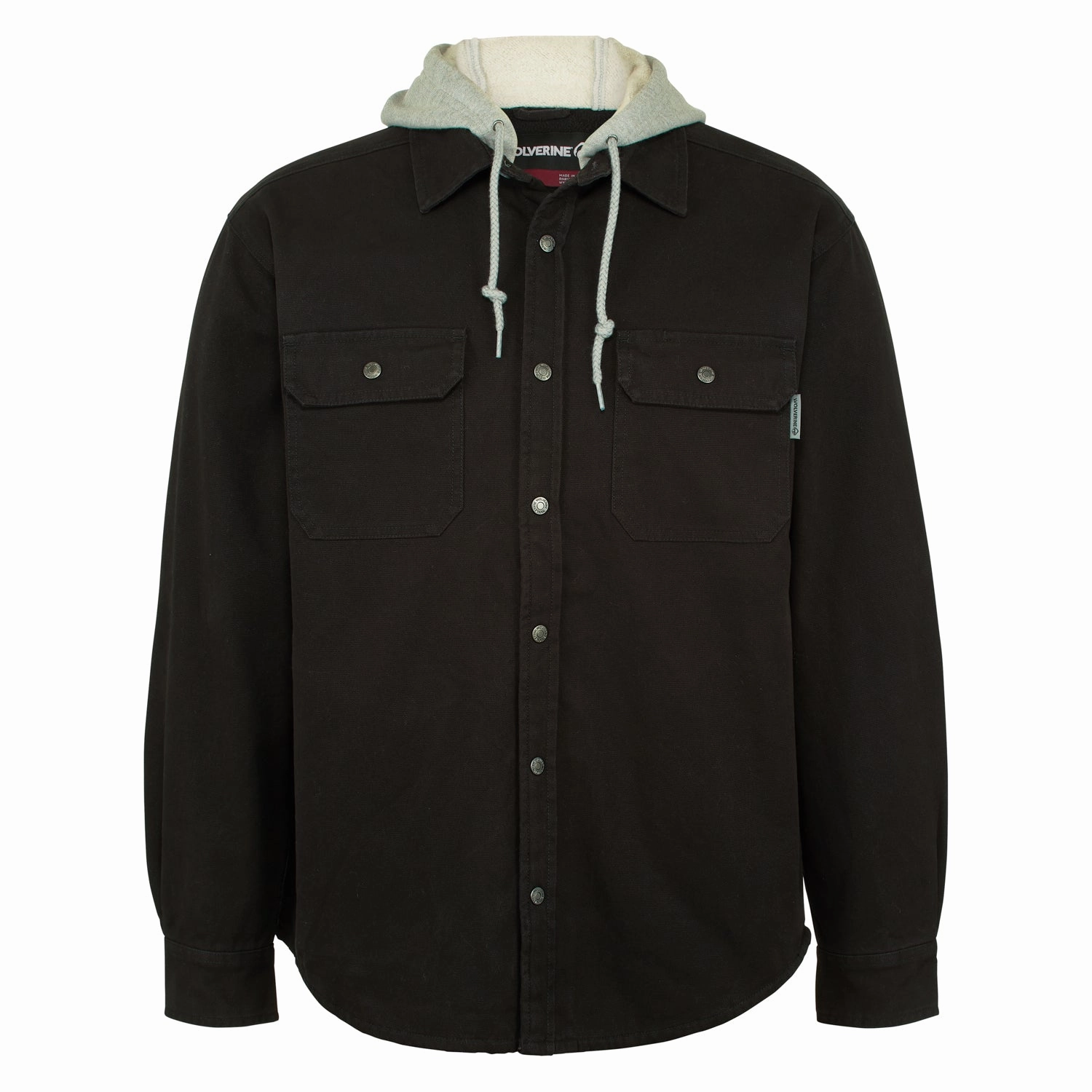 Subtle Design Detail SoftshellMaterial Wolverine Mens Black 100% Cotton Overman Shirt Jacket Big
