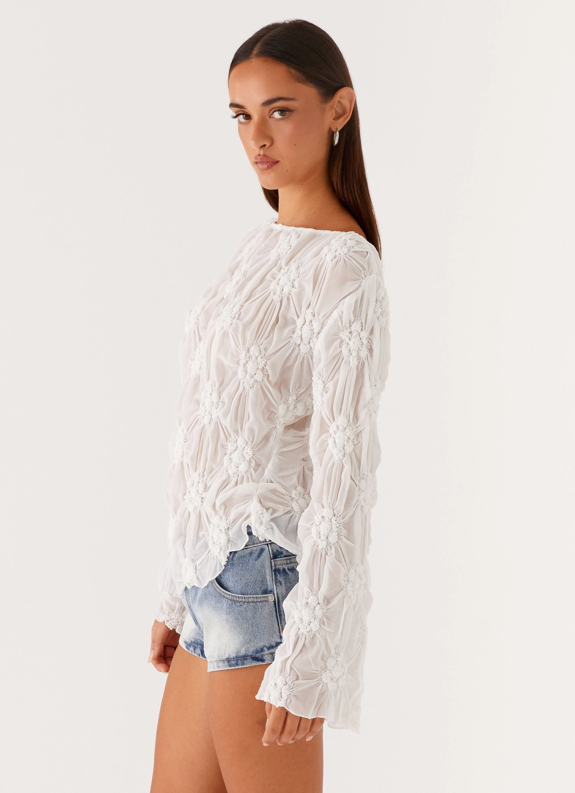 Mia Long Sleeve Top - Ivory Sustainable Manufacturing Process