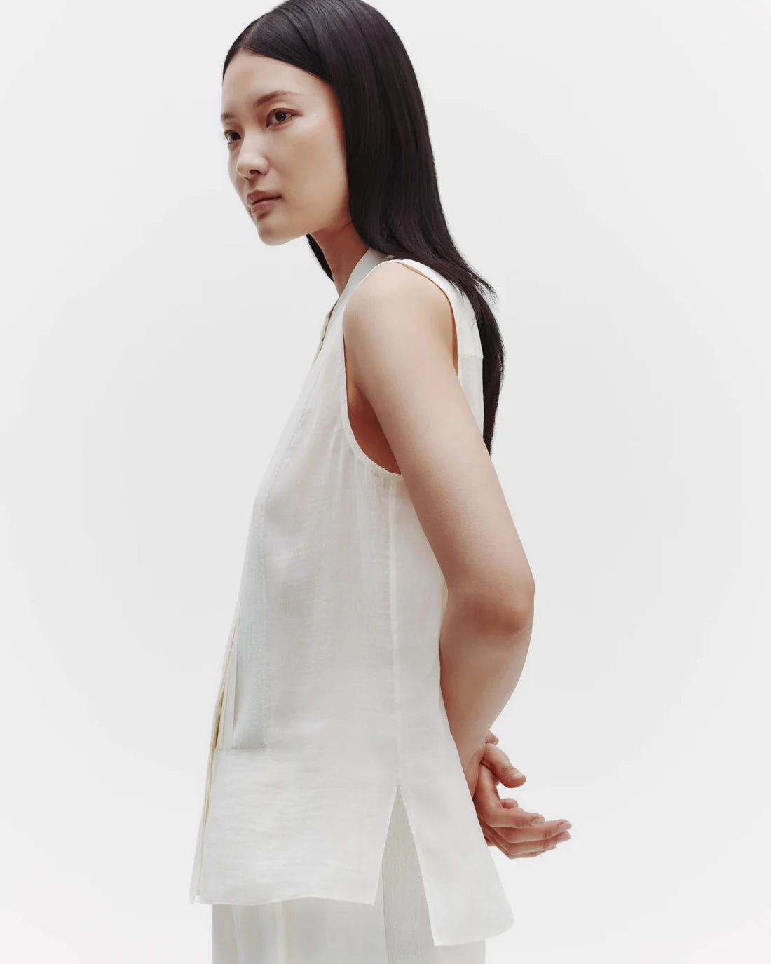 Ultra Soft Handfeel Adele Top with Sequins in Ivory