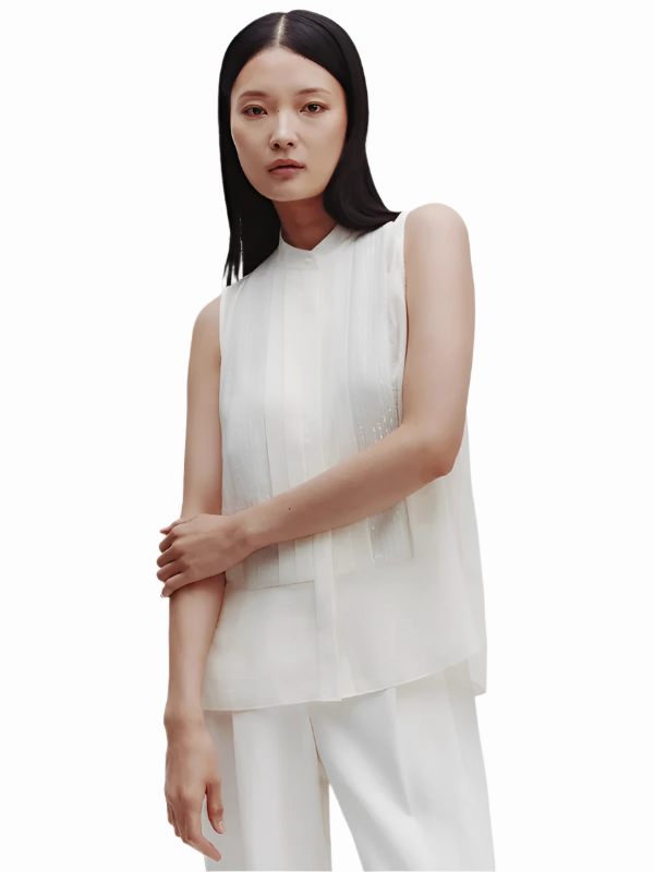 Adele Top with Sequins in Ivory Fade Resistant Dye