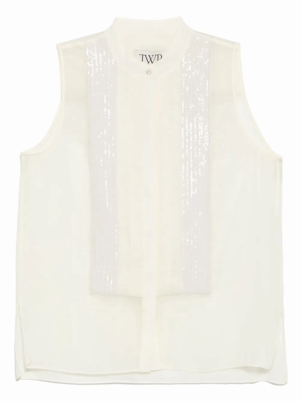 Tailored Silhouette NonRestrictive Fit Adele Top with Sequins in Ivory