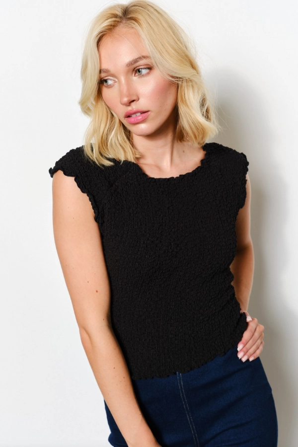 QuickRelease Closures Clara Textured Boatneck Top - Black