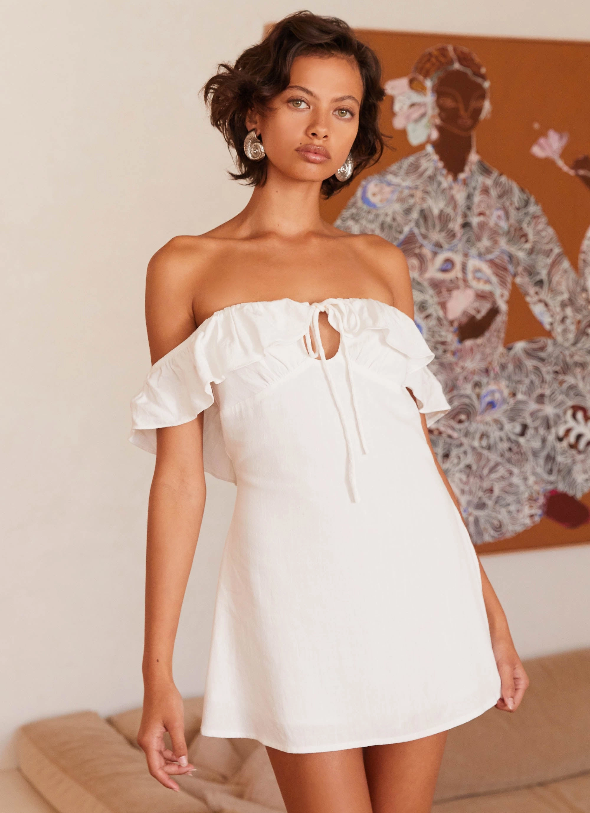 Texas Sun Linen Mini Dress - White Bold Mood