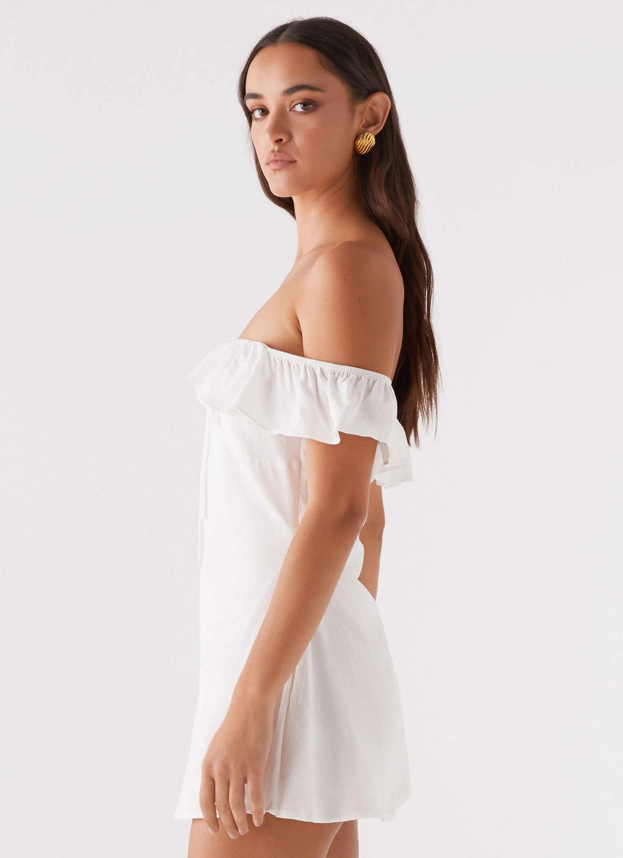 Trend Detail Texas Sun Linen Mini Dress - White