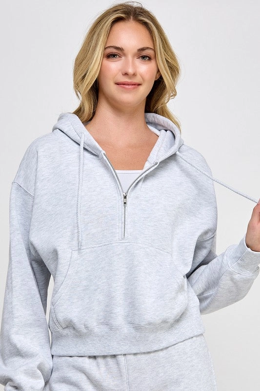 Panama Basic Fleece Half Zip Up Hoodie Relaxed Silhouette Comfy Design