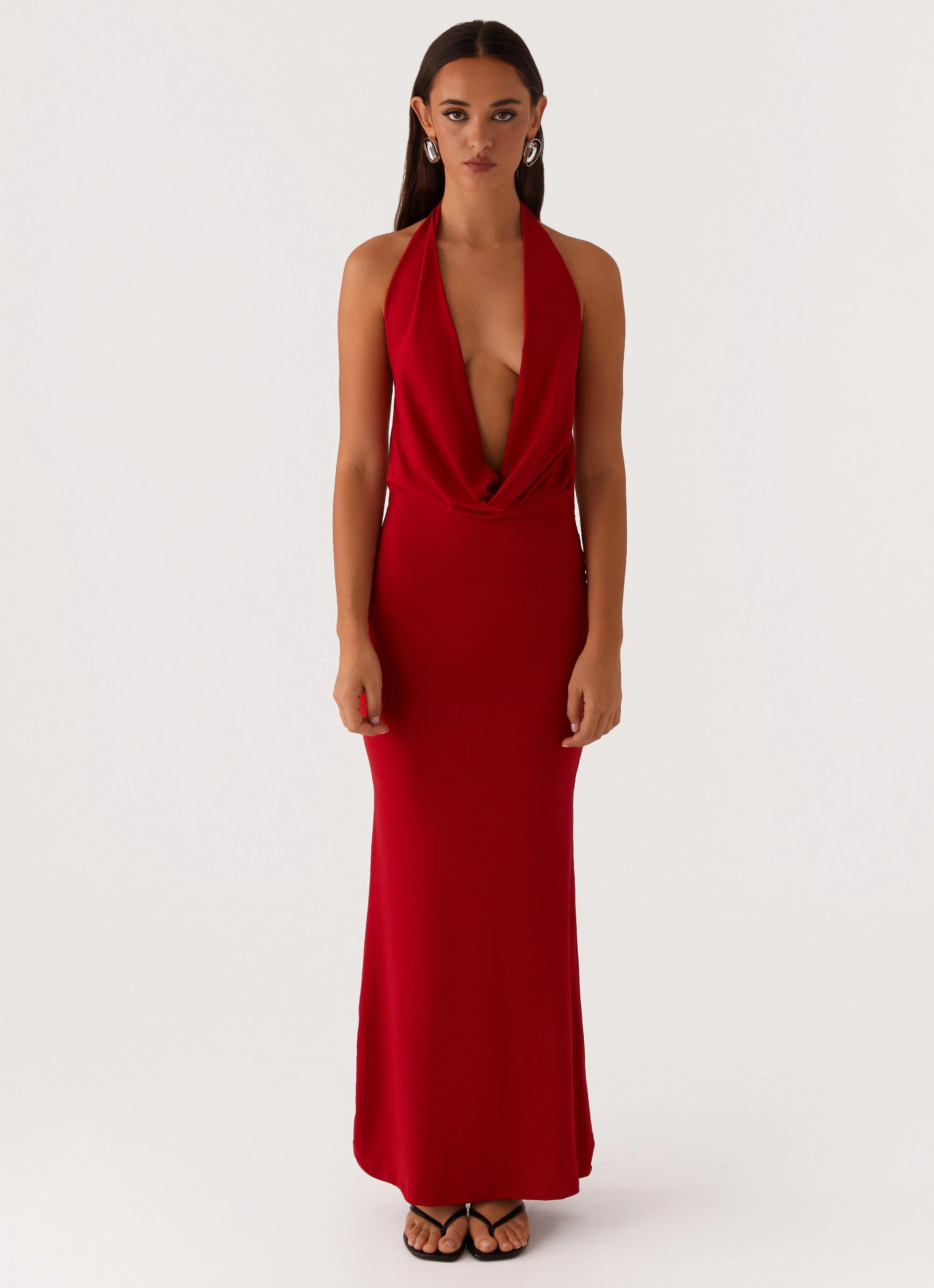 Flap-Detail Dedicated Maxi Dress - Red