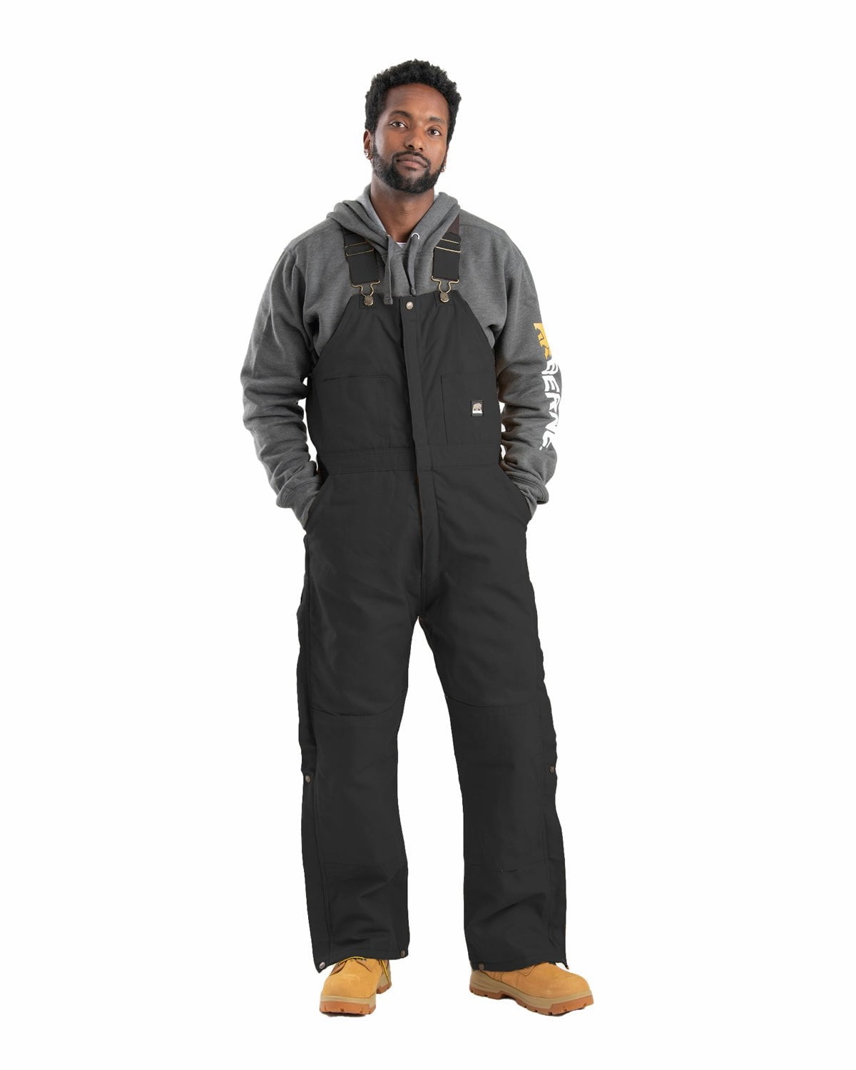 Berne Mens Heritage Insulated Duck Black 100% Cotton Bib Overall Temperature Adaptive
