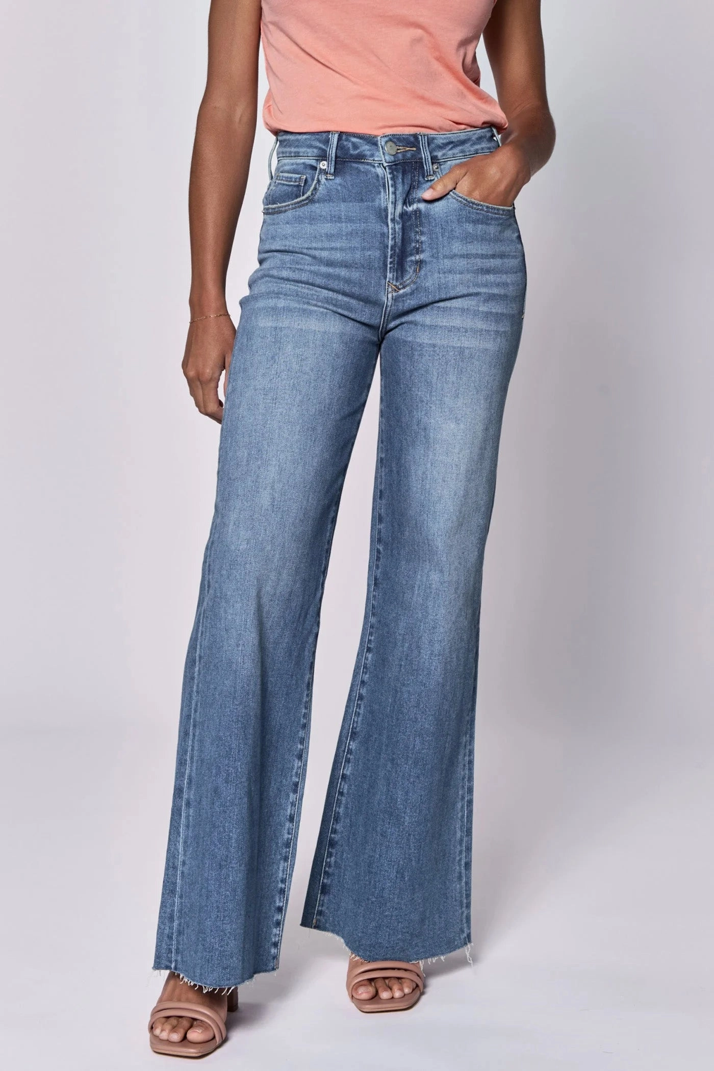 All Over Print Technique Durable Blend Fiona High Rise Wide Leg Jeans - Natal