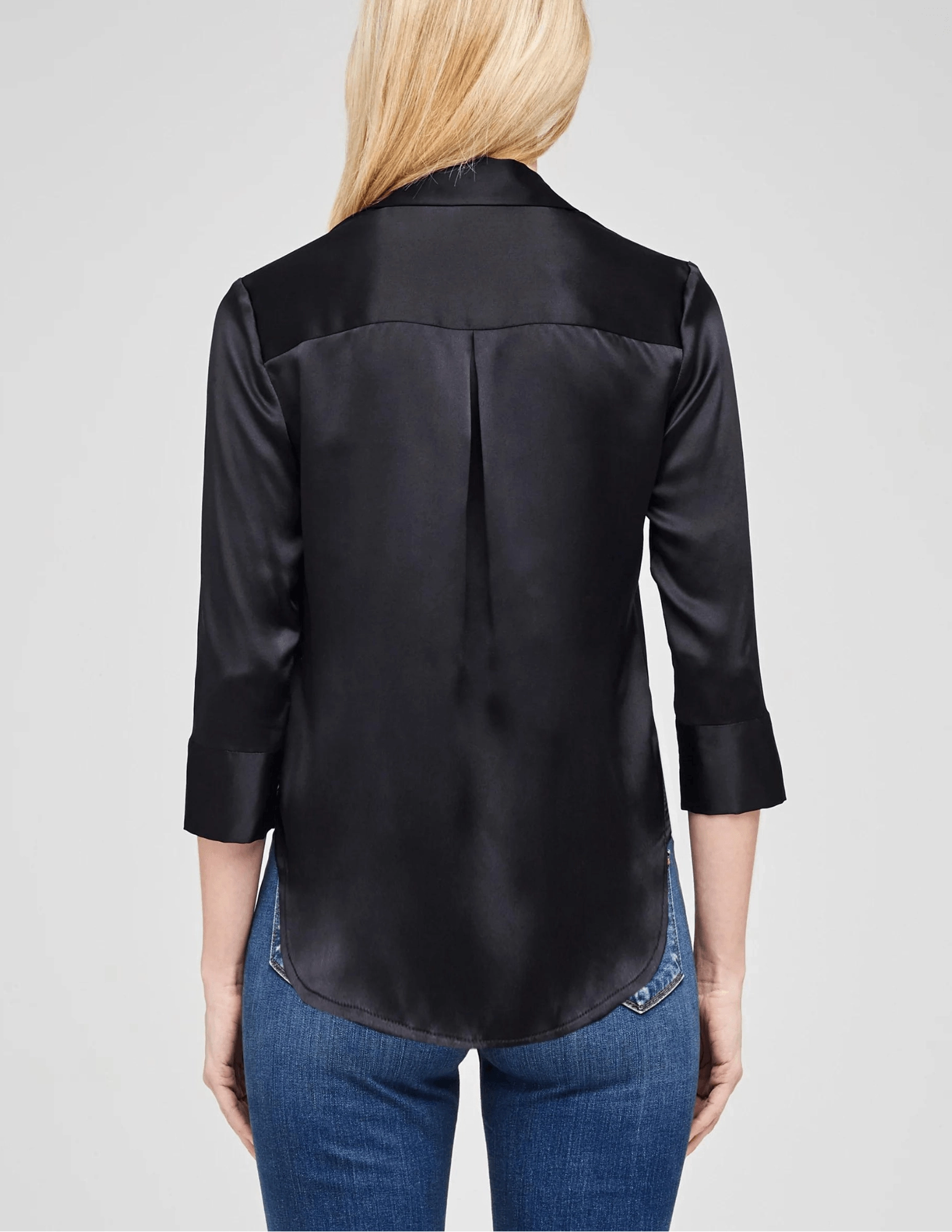 Flexible Seam Essential Fit L'Agence Dani Three Quarter Sleeve Blouse in Black