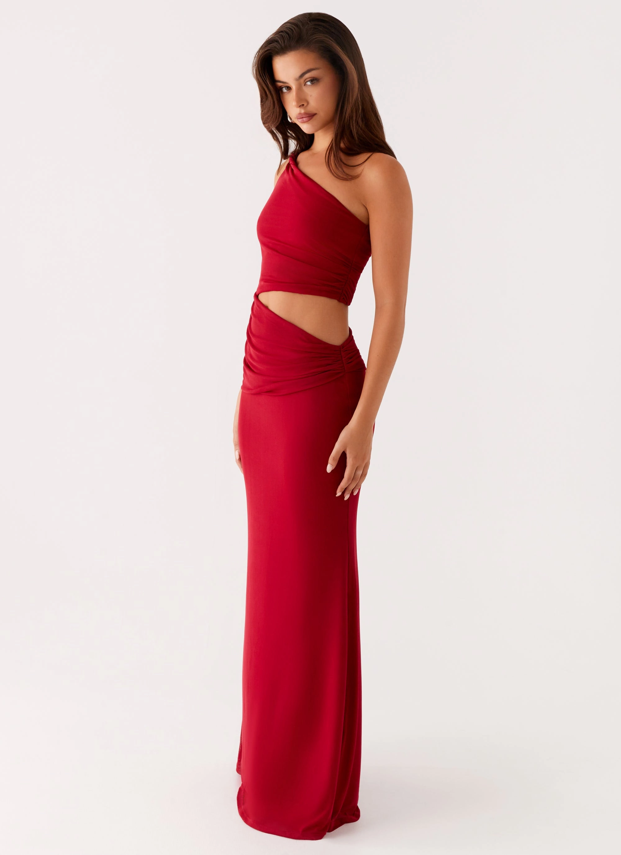 Three Wishes Maxi Dress - Raspberry Classic Motion Cool Texture