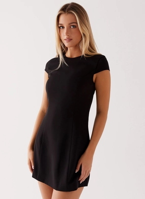 Urban Minimalism Office Tone Tia Mini Dress - Black