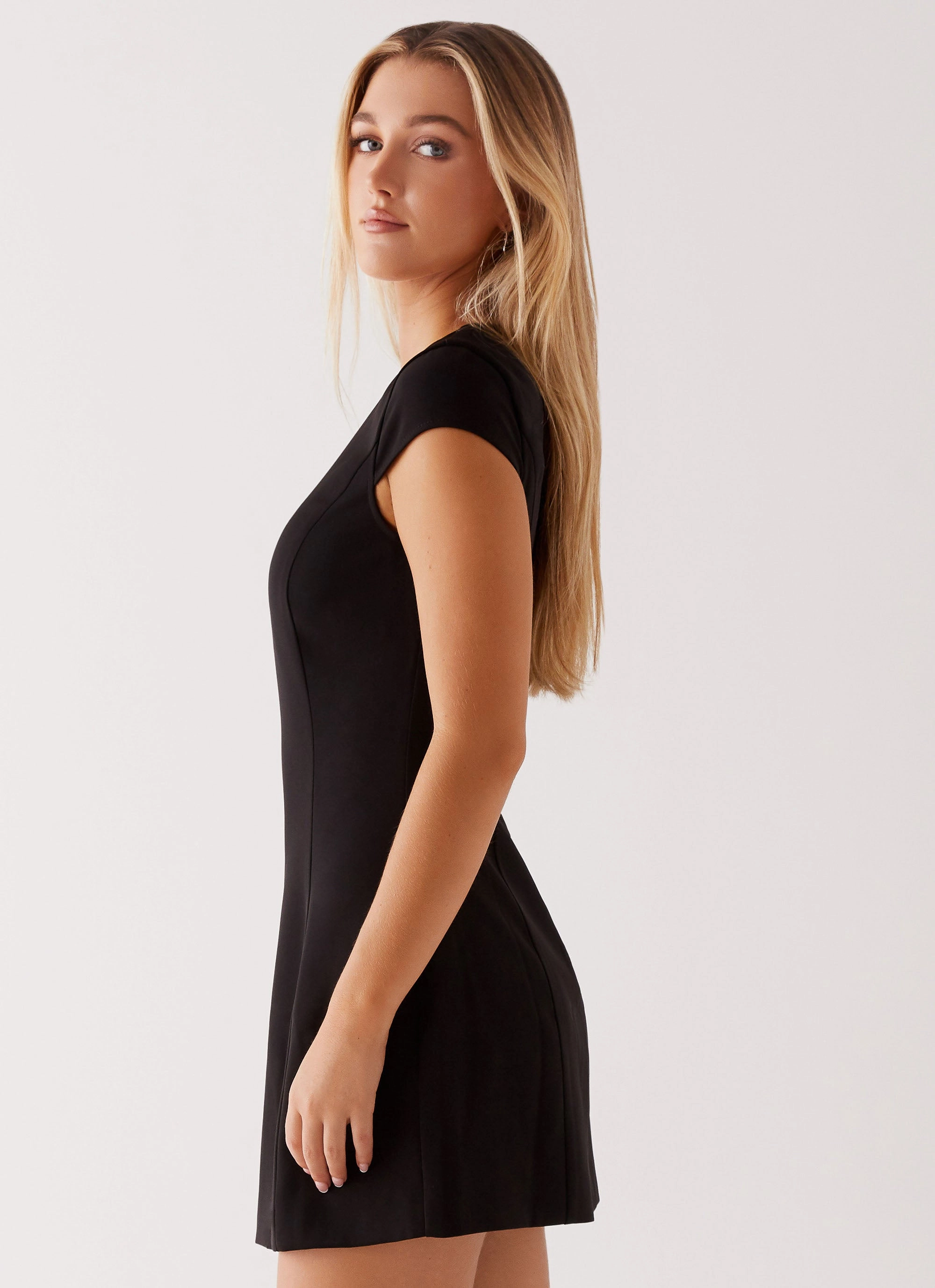 Urban Edge Pop Texture Tia Mini Dress - Black