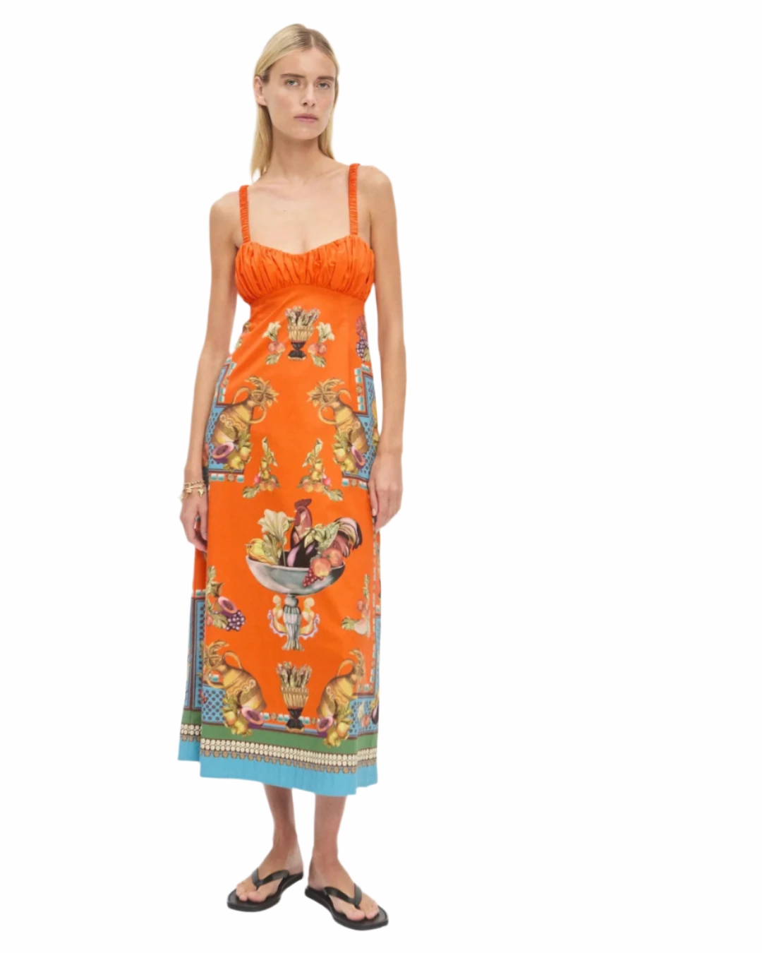 Light Coral Rocco Midi Dress in Multi